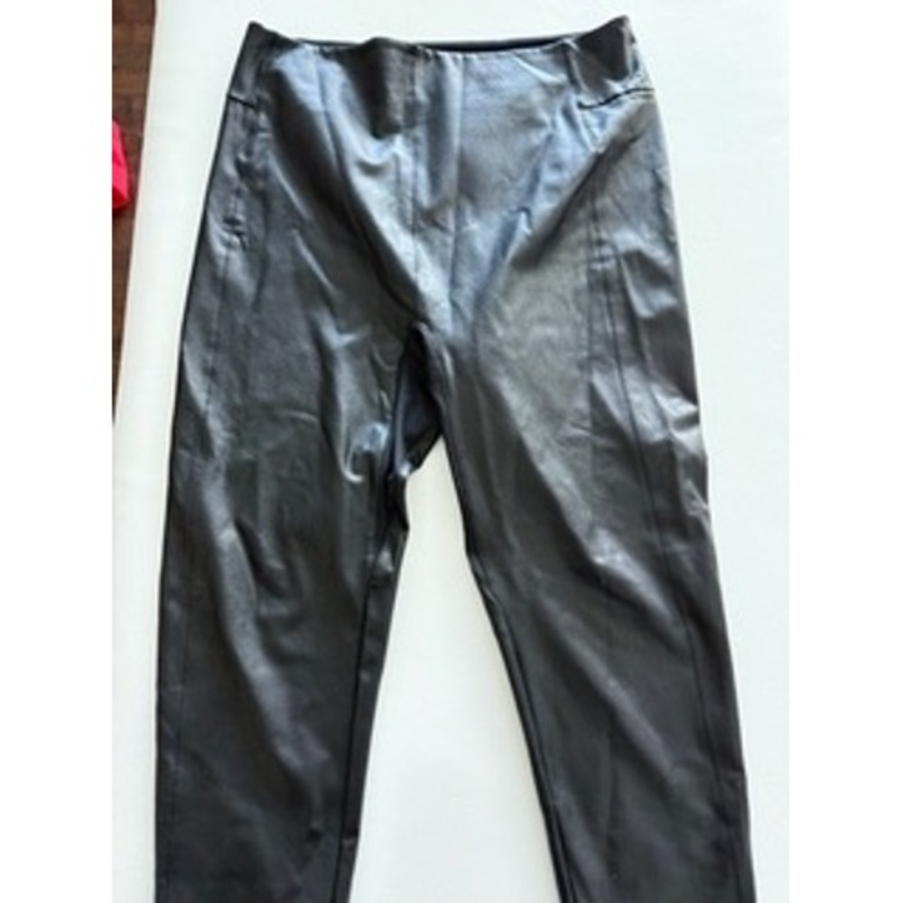 Honeylove Faux Leather Leggings Black High Waisted Pull On Plus Size 1X